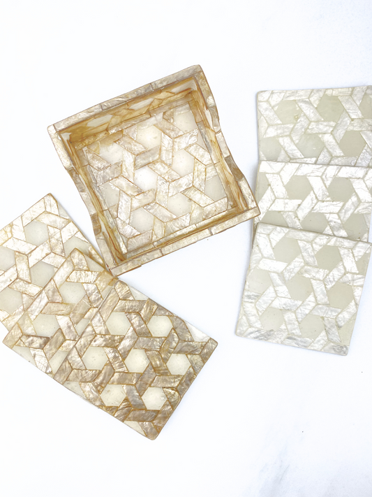 Solihiya Reversible Coasters, Set of 6 with Case
