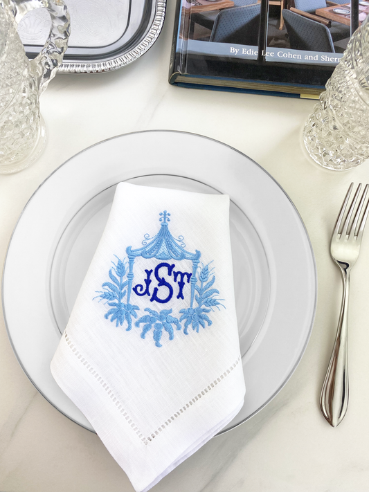 Pagoda Monogram Table Napkins, Set of 2