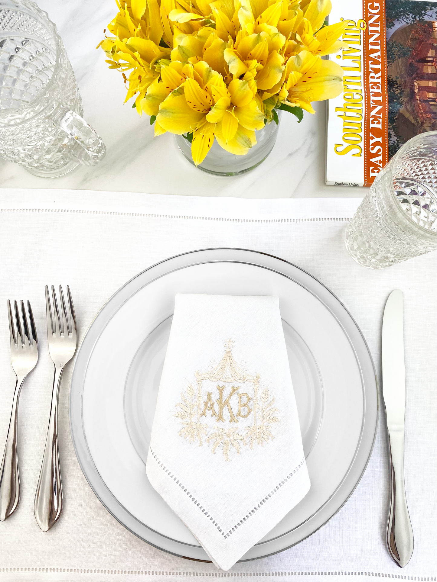 Pagoda Monogram Table Napkins, Set of 2