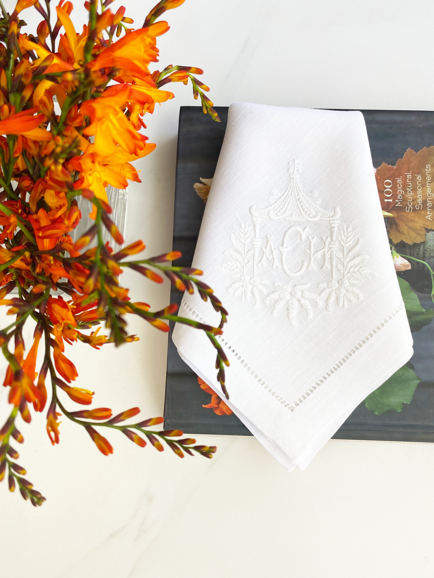 Pagoda Monogram Table Napkins, Set of 2