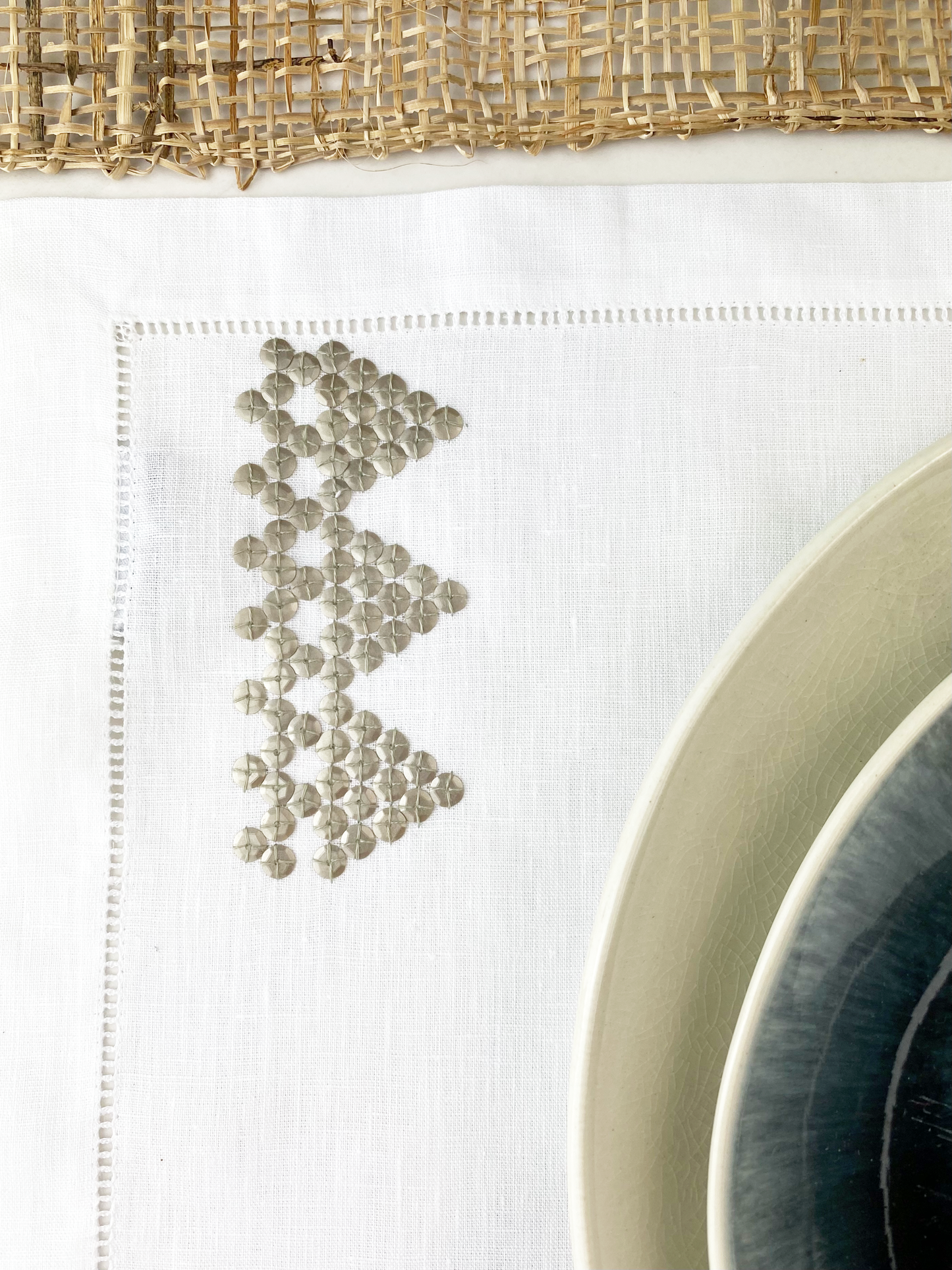 Hiraya Linen Hemstitch Placemats, Set of 2