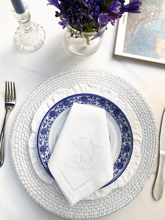 Coastal White Wicker Chargers, Set of 2