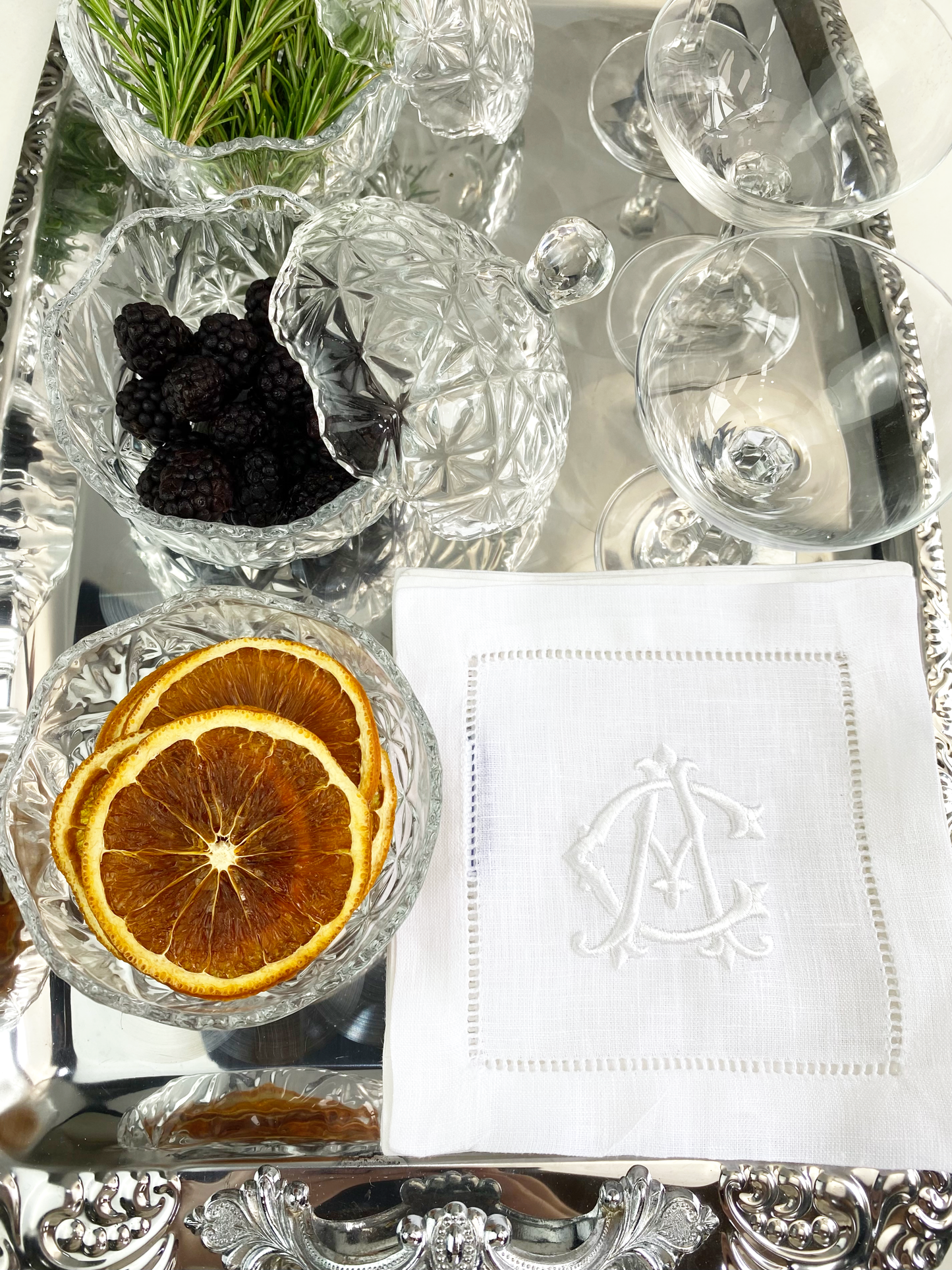 Celestia Monogram Cocktail Napkins, Set of 2