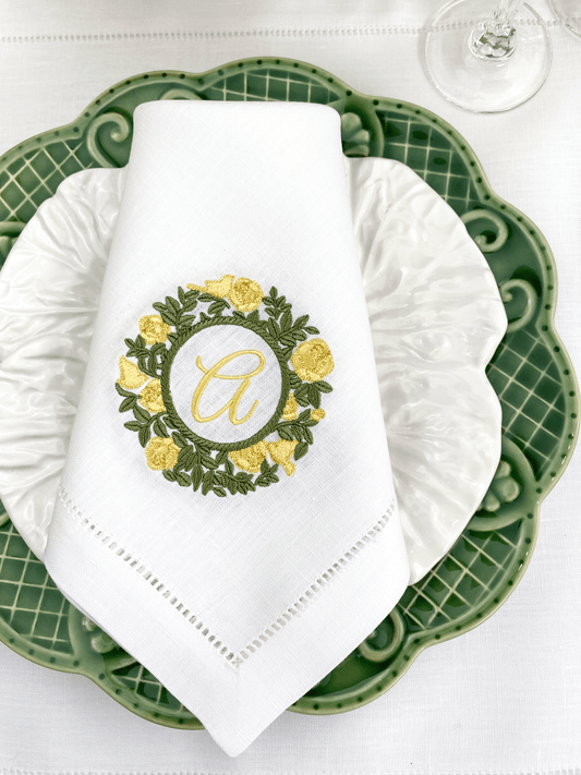 Fiori Monogram Table Napkins, Set of 2