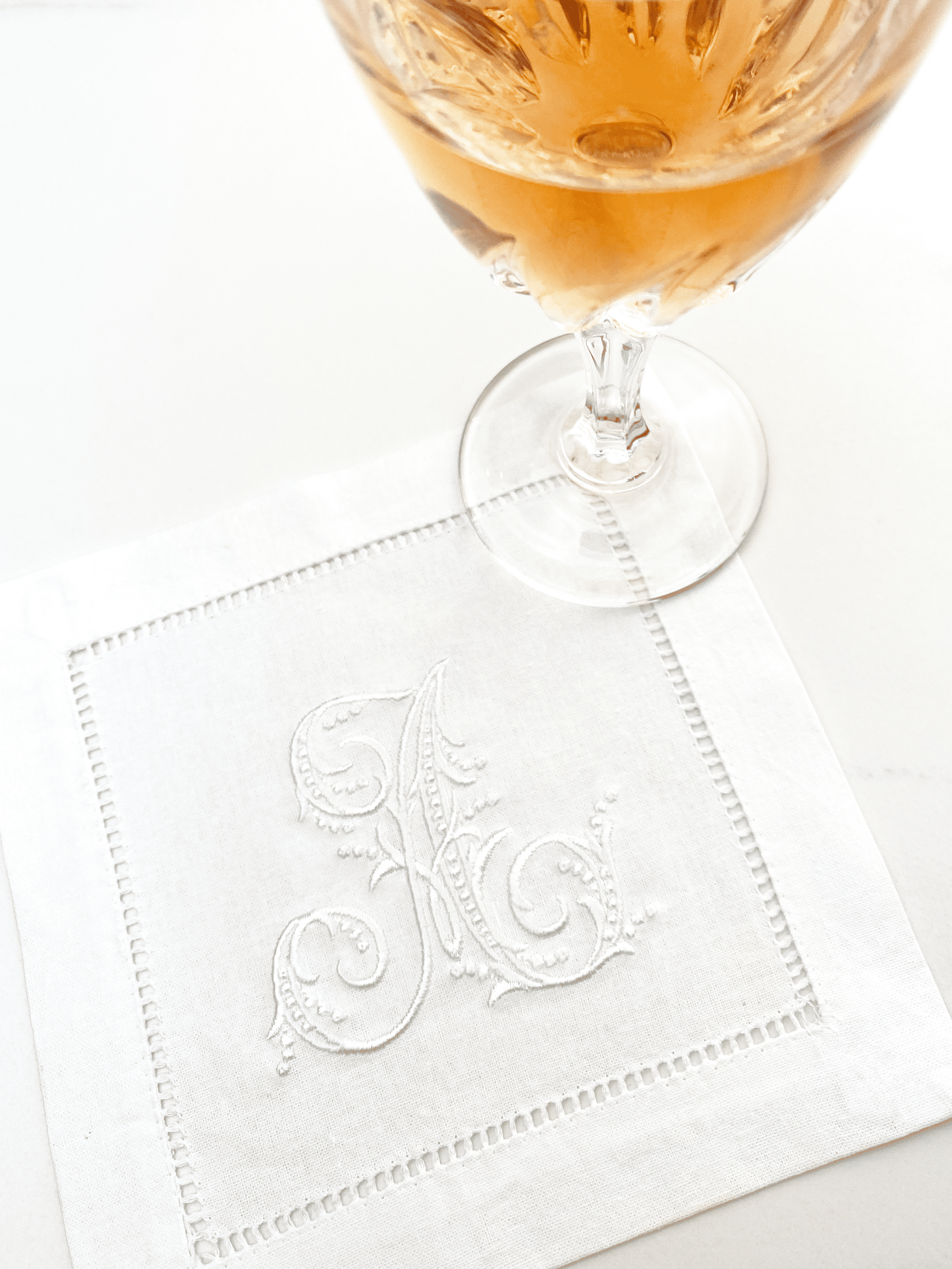Amelie Monogram Cocktail Napkins, Set of 2