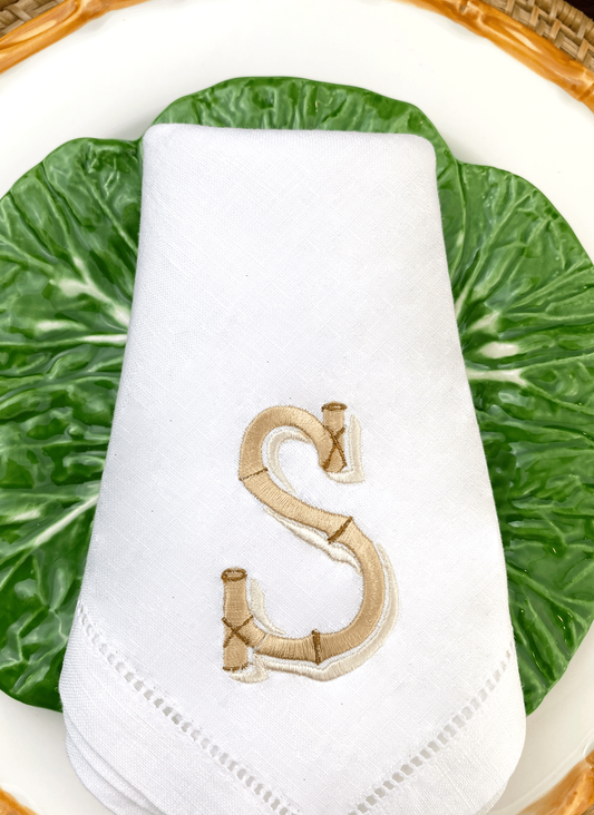 Bamboo Monogram Table Napkins, Set of 2