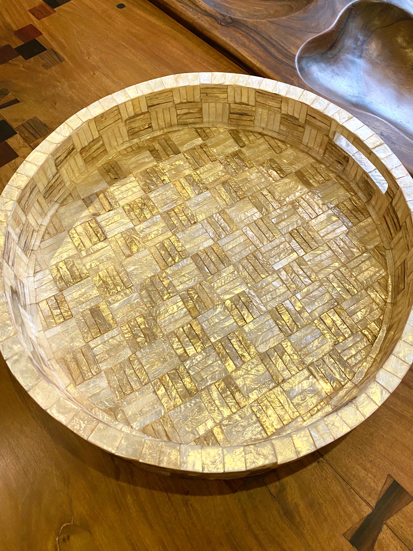 Banig Round Capiz Trays