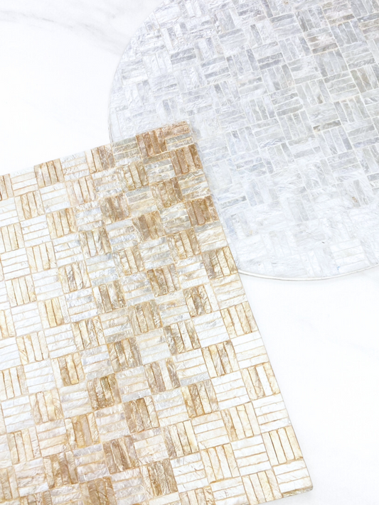 Banig Reversible Capiz Plate Chargers, Set of 2