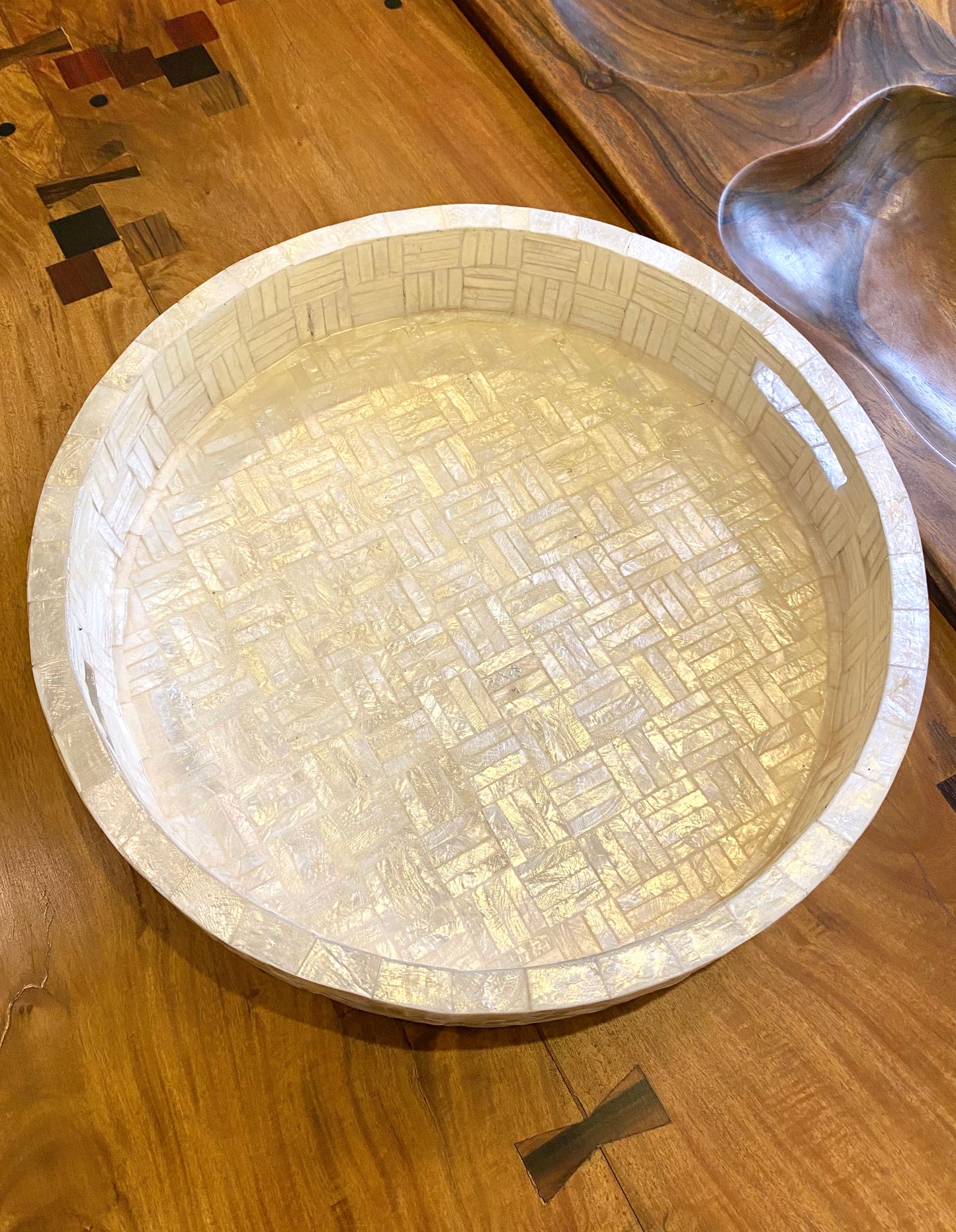 Banig Round Capiz Trays