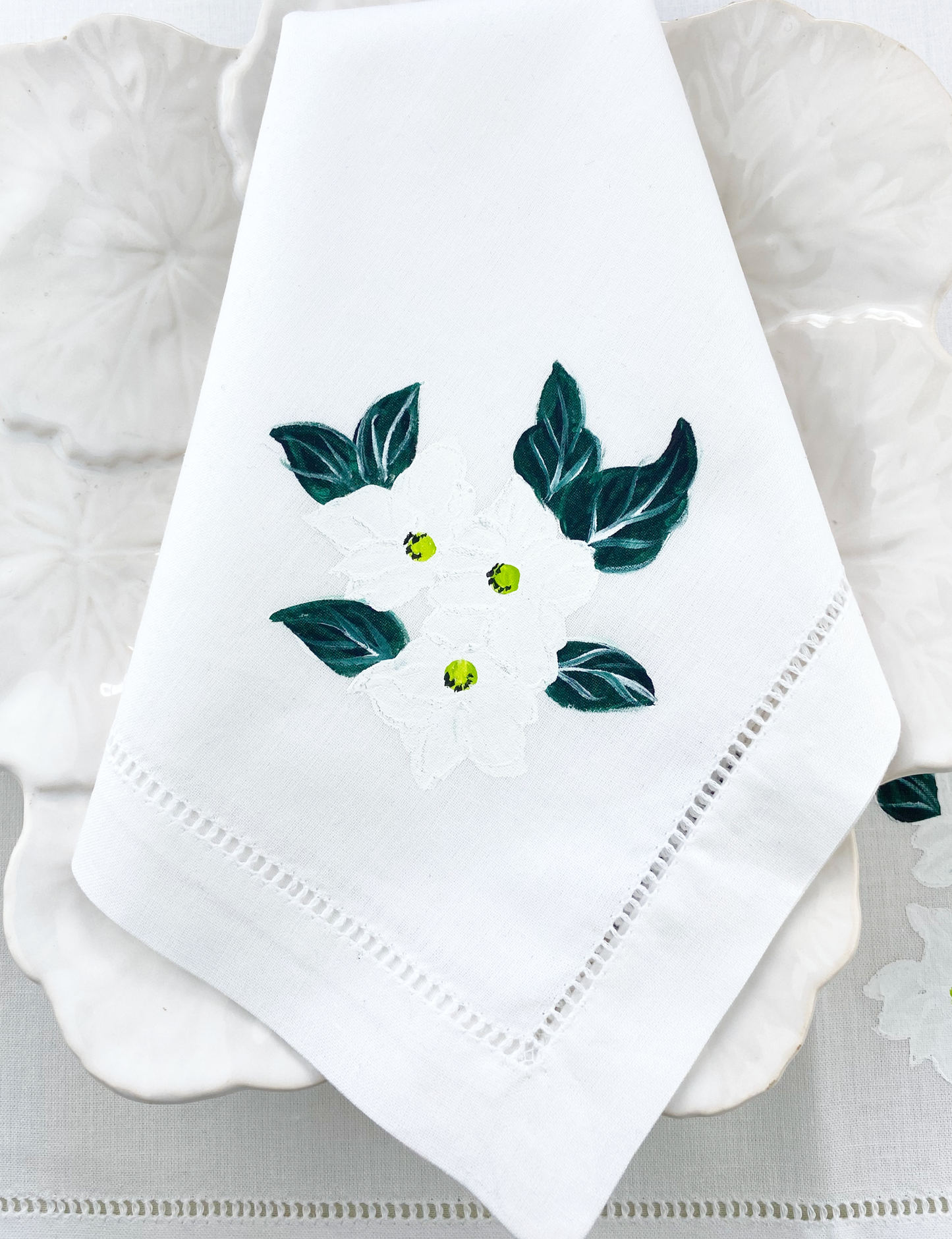 Sampaguita Hand Painted Table Napkins, Set of 2