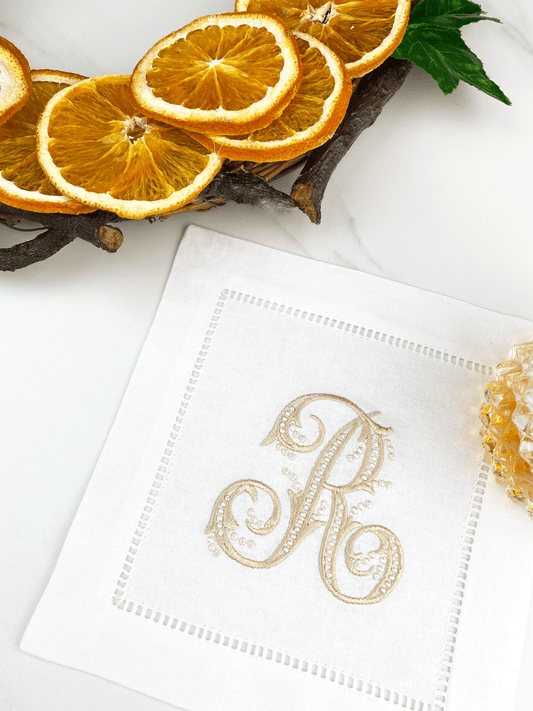 Amelie Monogram Cocktail Napkins, Set of 2