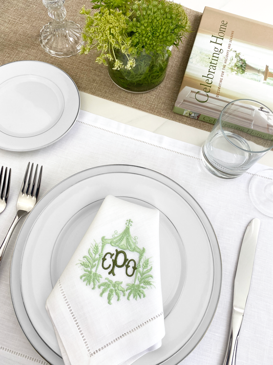 Pagoda Monogram Table Napkins, Set of 2