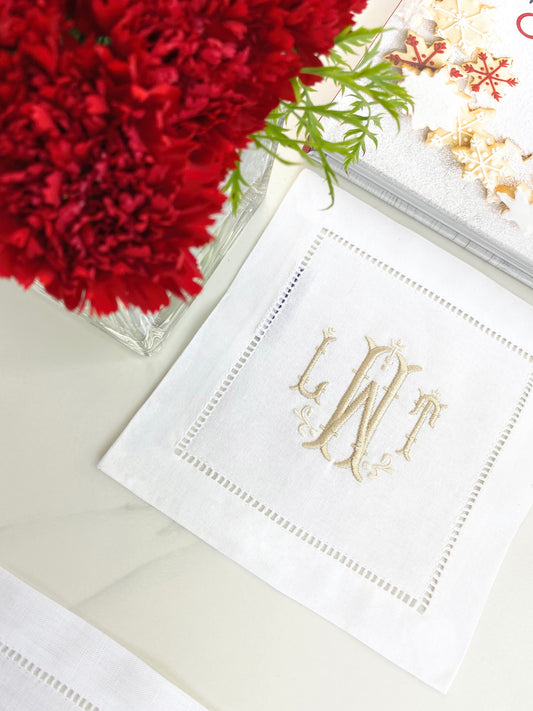 Victoria Monogram Cocktail Napkins, Set of 2