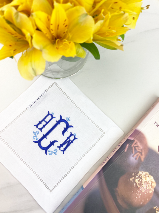 Victoria Monogram Cocktail Napkins, Set of 2