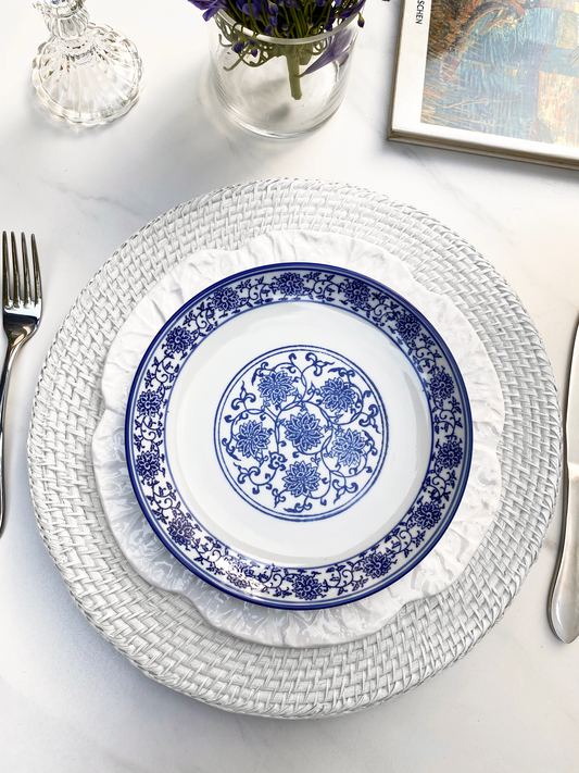 Coastal White Wicker Chargers, Set of 2