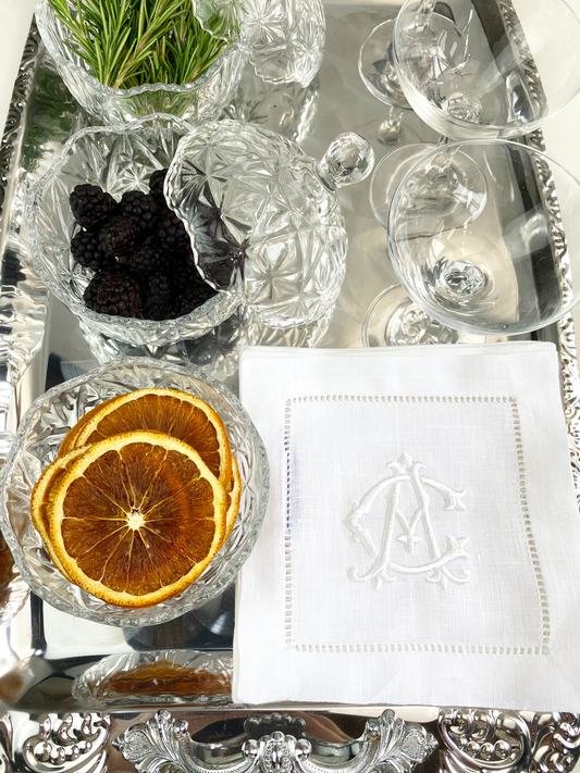 Celestia Monogram Cocktail Napkins, Set of 2