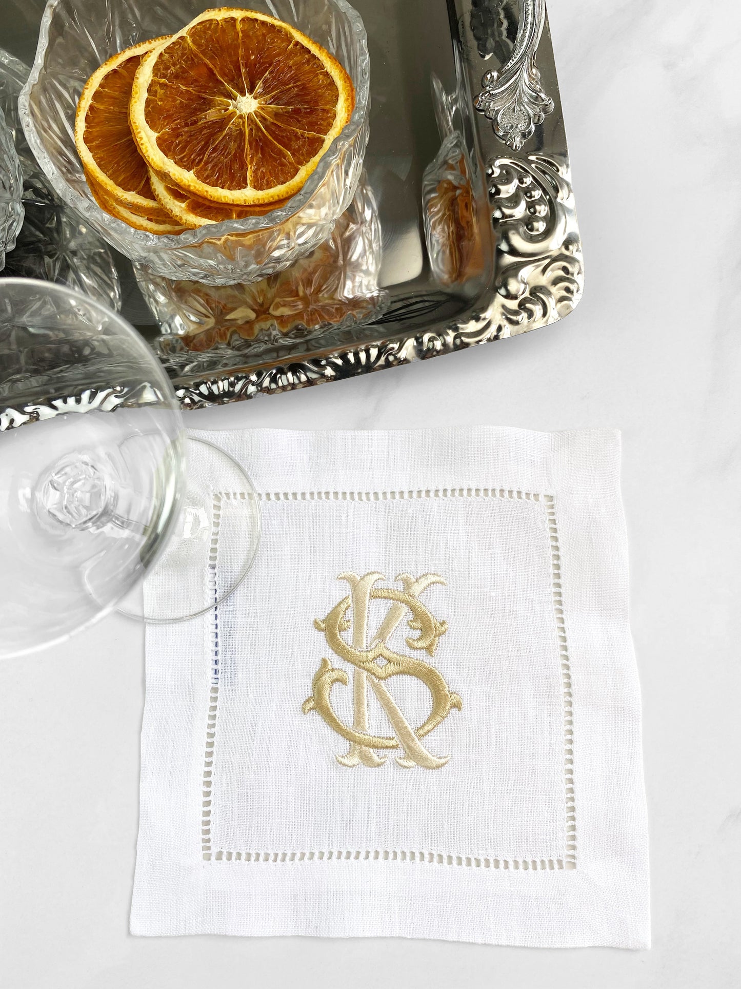 Celestia Monogram Cocktail Napkins, Set of 2