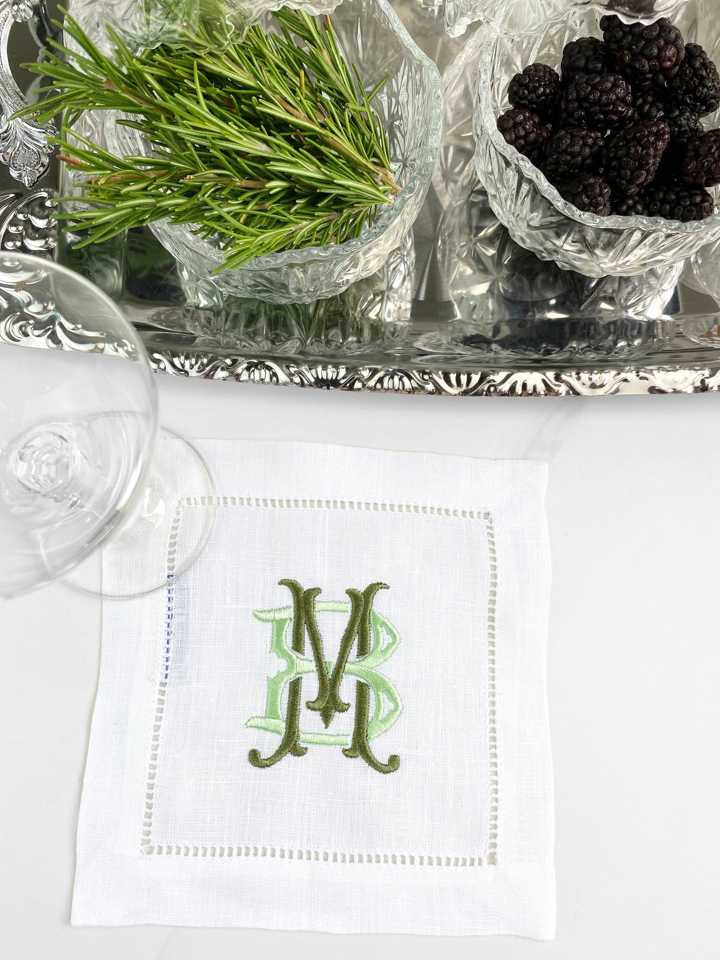 Celestia Monogram Cocktail Napkins, Set of 2