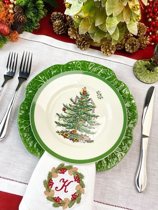 Carol Wreath Monogram Table Napkins, Set of 2