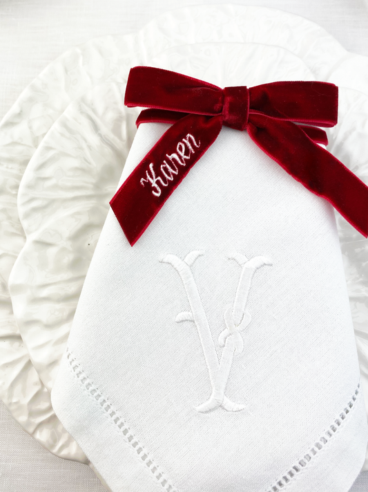 Personalized Velvet Napkin Bows, Set of 2