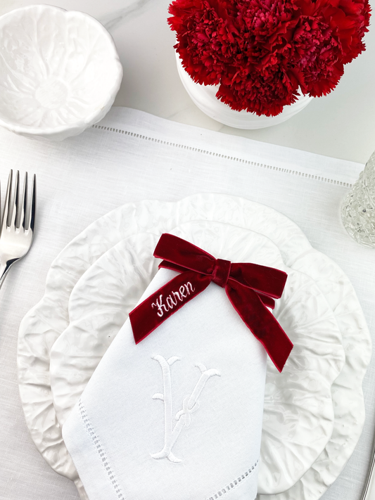 Personalized Velvet Napkin Bows, Set of 2