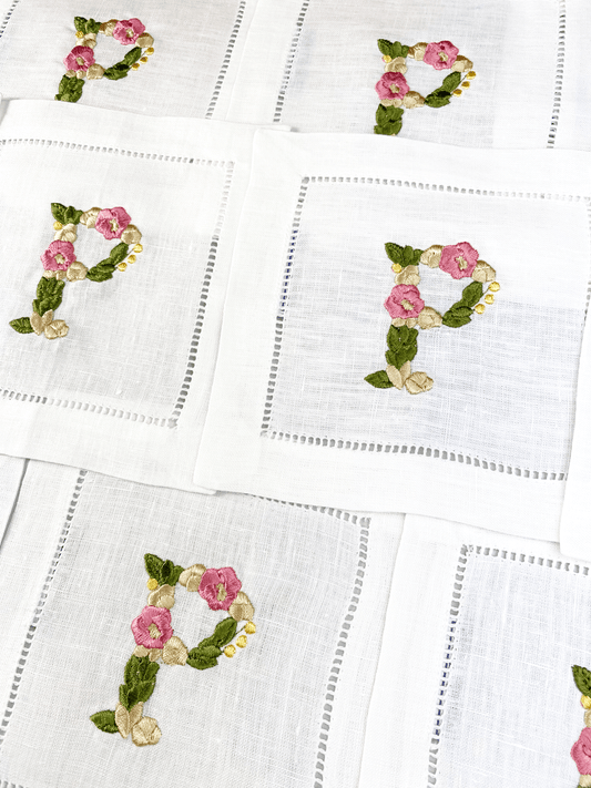 Flora Monogram Cocktail Napkins, Set of 2