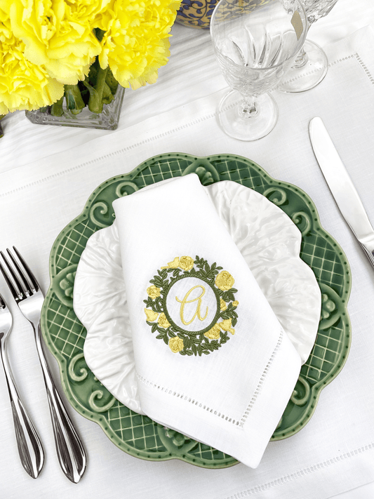 Fiori Monogram Table Napkins, Set of 2