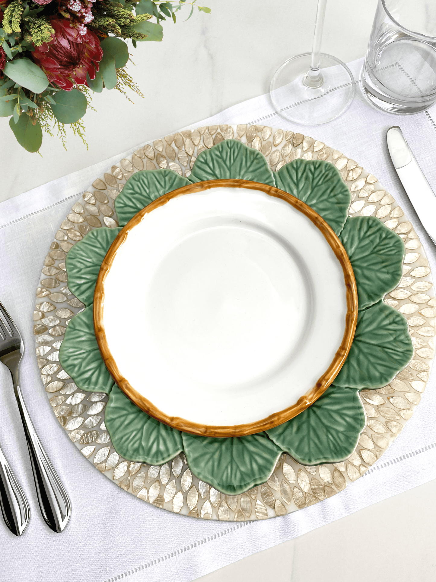 Calla Reversible Capiz Plate Chargers, Set of 2