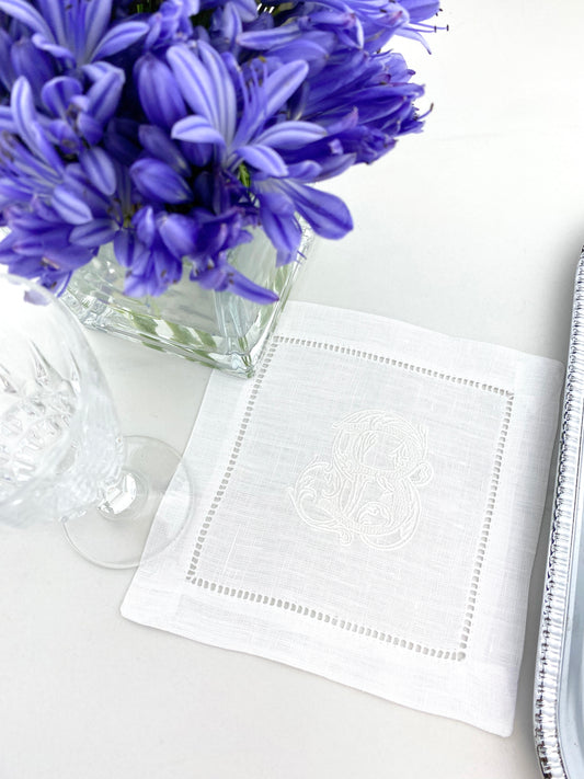 Florence Monogram Cocktail Napkins, Set of 2